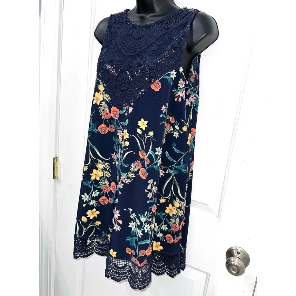 Jodifl dark blue floral print tunic slip dress